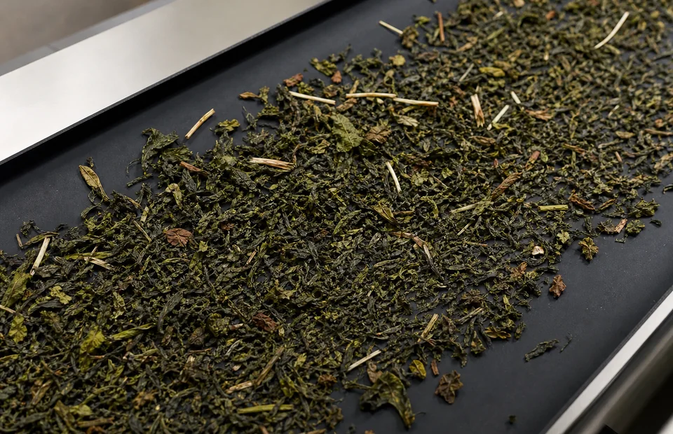 Tea leaves and botanical pieces for color and shape sorting